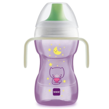 Бебешка преходна чаша MAM Fun to Drink, със светещи в тъмното дръжки, 270 мл.