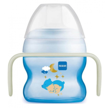 Тренировъчна чаша с дръжка MAM свети в тъмното, 150ml, син