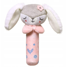 Бебешка плюшена играчка Babyono Писукаща дрънкалка, Зайче 1498