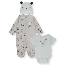 Бебешки комплект Bebetto Hello Panda, 3 ч. 0-6м., Z943