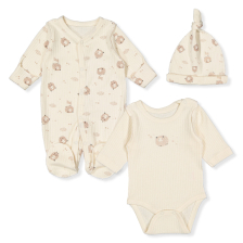 Бебешки комплект Bebetto Organic little lamb, Екрю, 3 ч. 0-6м., Z1028