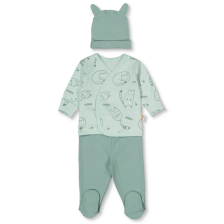 Бебешки комплект Bebetto Sleepy Cat, Зелен, 3 ч., 0-3м., Z993