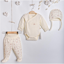 Бебешки комплект Ciсcim Baby Цветя, екрю, 3 части, 1-3м., U4912