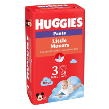 Бебешки пелени гащички HUGGIES Little Movers - Disney Boy 3, 6-11 кг, 58 броя