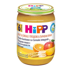 БИО пълнозърнеста каша Hipp с плодове 190гр.