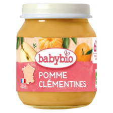 Био плодово пюре Babybio ябълка и клементини 130гр. 6м.+