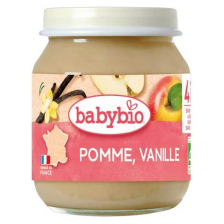 Био плодово пюре Babybio ябълки, 130гр. 4м.+