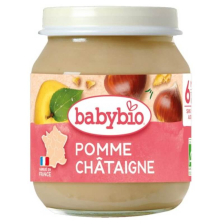 Био плодово пюре Babybio ябълки и кeстени 130гр. 6м.+