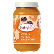 Био зеленчуково пюре Babybio Морков, сини сливи и говеждо месо 8м+ 200гр.