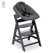 Дървен стол за хранене и шезлонг Hauck Alpha+ Dark Grey