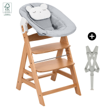 Дървен стол за хранене с шезлонг за бебе Hauck Alpha+ Newborn Set, Nature Grey
