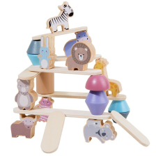Дървена игра за баланс Raya Toys Дженга с животни