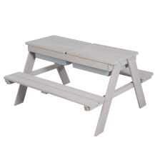 Детска градинска маса с пейки и вани за игра Roba Grey