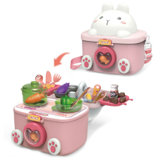Детска кухня в чанта Raya Toys Зайче, с течаща вода, 20 части