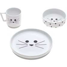 Детски комплект за хранене Lassig, Little Chums Cat, 3 части