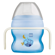 Тренировъчна чаша с дръжка MAM свети в тъмното, 150ml, син