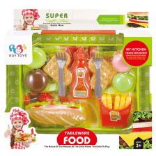 Игрален комплект Raya Toys Tableware Food Сандвич и сладки с поднос