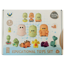 Комплект гумени играчки за баня Raya Toys Динозаври и Морски животни, 8 бр.