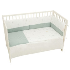 Комплект за бебешка кошара Bimbidreams Blue Sky завивка и обиколник, 60x120