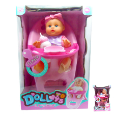 Кукла бебе Raya Toys Пишкащо, с 12 звука, с аксесоари, 30.5 см