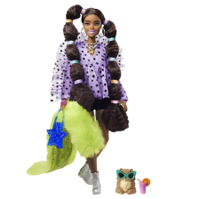 Кукла Mattel Barbie Extra с дълги опашки, ластици за коса и домашен любимец