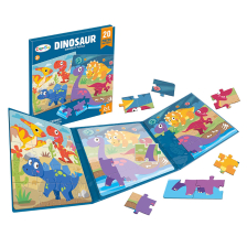 Магнитен пъзел 2 в 1 Raya Toys Динозаври в книжка, 2х20 ч.