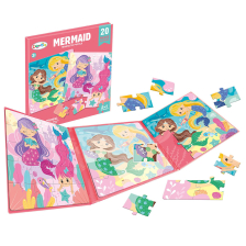  Магнитен пъзел 2 в 1 Raya Toys Русалки в книжка, 2х20 ч.