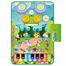 Музикално килимче за игра за бебе Raya Toys Jazz 3в1, Пиано с животни и барабани