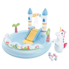 Надуваем център за игра с пързалка Intex Замъкът на еднорога 196x178x127см