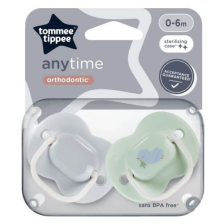 Ортодонтични залъгалки Tommee Tippee AnyTime, 0-6 м, 2 броя, Птиче