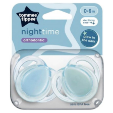 Ортодонтични залъгалки Tommee Tippee Night Time, 0-6 м, 2 броя, сини