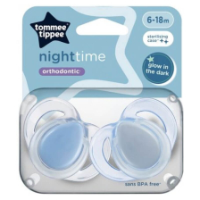 Ортодонтични залъгалки Tommee Tippee Night Time, 6-18 м, 2 броя, сини