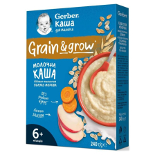 Овесено-пшенична млечна каша Nestle Gerber с ябълка и морков, 6м+, 240гр.