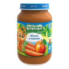 Плодово пюре Bebelan Puree Ябълки и моркови 4+м 190гр.