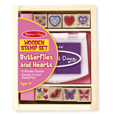 Дървени печати Melissa and Doug Сърчица и Пеперудки 12415