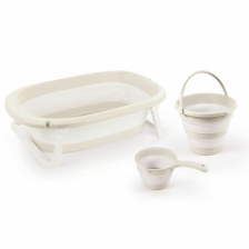 Сгъваема вана Dolu Relax Beige, с изход за оттичане, кофа и каничка 7271