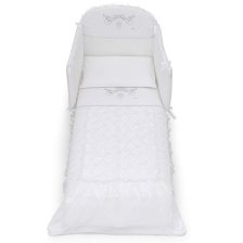 Спален комплект Italbaby MAGNIFIQUE ROMANTIC Pony 4ч. 70х130 Бял с обиколник, с бродерия