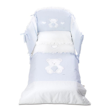 Спален комплект Italbaby PELUCHE Pony 4ч. 70х130 White/Blue с обиколник, с бродерия