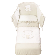 Спален комплект Italbaby PELUCHE DOVE GREY Pony 4ч. 70х130 см. с обиколник, с бродерия