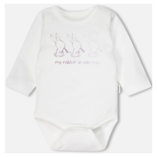 Бебешко боди Bebetto RABBIT AND CARROTS LILAC 0-12м. дълъг ръкав, T4409
