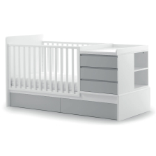 Трансформираща бебешка кошара Italbaby OSLO Осн. цвят бял + чекмеджета Grey