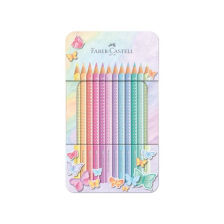 Цветни пастелни моливи Faber-Castell Sparkle в метална кутия, 12 цвята 