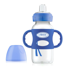 Преходно шише Dr. Brown’s Milestone  Wide-Neck Sippy Bottle 270mL Синьо