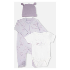 Бебешки комплект Bebetto RABBIT AND CARROTS LILAC 3ч., 0-6 м., Z1167
