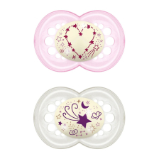 Залъгалка MAM 2бр. Night Soother Pink 6m+