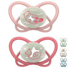 Залъгалки NIP My Butterfly Night Green с кутийка етап 3, 16-32 месеца, Светещи в тъмното, 2 бр. 