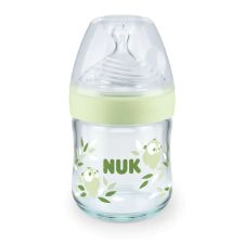 Бебешко шише за хранене стъклено със силиконов биберон NUK TEMPERATURE CONTROL 0-6м 120 мл