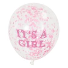 Балон с розови конфети Unique “It`s a Girl“ 6бр. 30см.