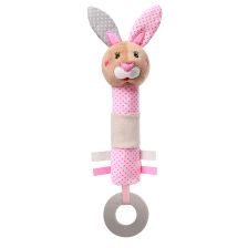 Плюшена играчка Babyono Писукаща с гризалка Зайчето Джулия 621