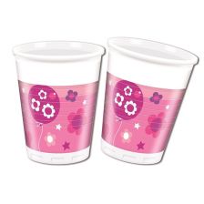 Чашки 8бр Procos Happy Birthday розови 88201
